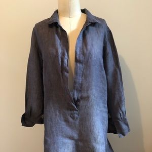 CP Shades, linen deep neck grey, blue tunic